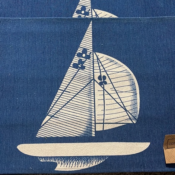 4~Oceanside Navy & White Tapestry Fabric 60%Cotton & 40%Polyester 13”x19” - Picture 4 of 6